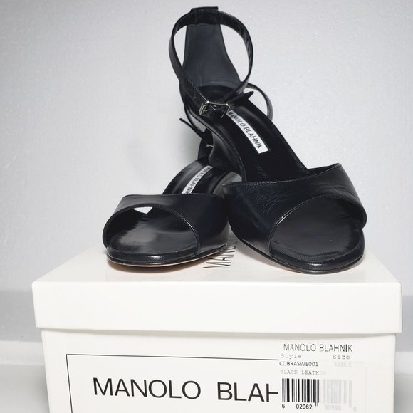 Manolo Blahnik Black Demi-wedge Sandal Size M36.5 - Picture 9 of 16